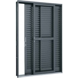 Porta Sasazaki Balcão de Correr Aço 3 Folhas - Cinza- Linha Belfort (PBCBD)