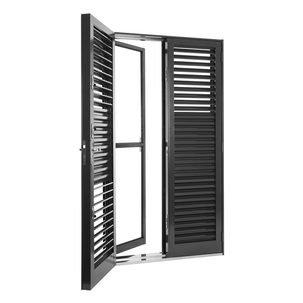 Porta Sasazaki Balcão de Abrir Multiflex Aço 4 Folhas Cinza - Linha Silenfort (PBAMVA) 217X120X16